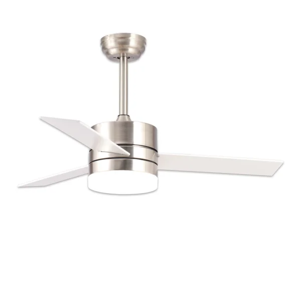 VENTILATEUR DE PLAFOND CONDUIT LORENZO 16W 3 PELLES NICKEL