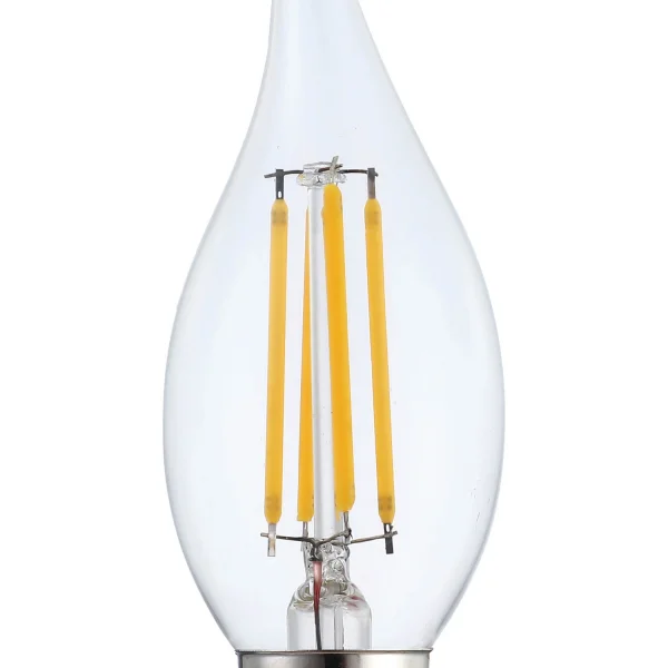 Paquet de 5 - Ampoule à filament E14, 1,6 W, incolore, 150 lumens, flamme  2100 K