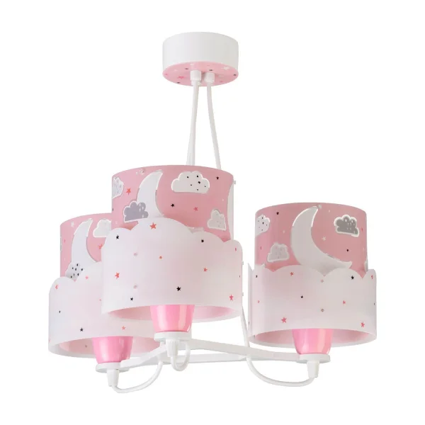 LAMPE POUR ENFANTS 3 LUMIÈRES DE LUNE E27 ROSE