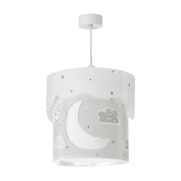 PENDENTIF LAMPE LUNE E27 GRIS