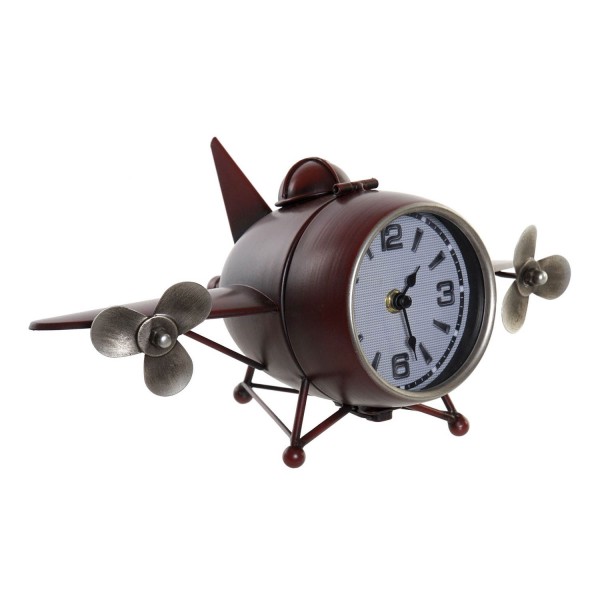 HORLOGE DE TABLE EN MÉTAL ROUGE AVION