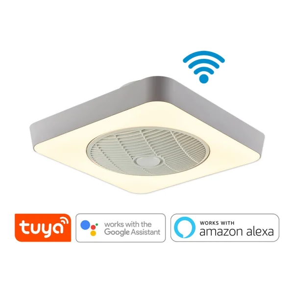 VENTILATEUR DE PLAFOND LED 40 W DIMMABLE WI FI ARGENTÉ TULIPAN