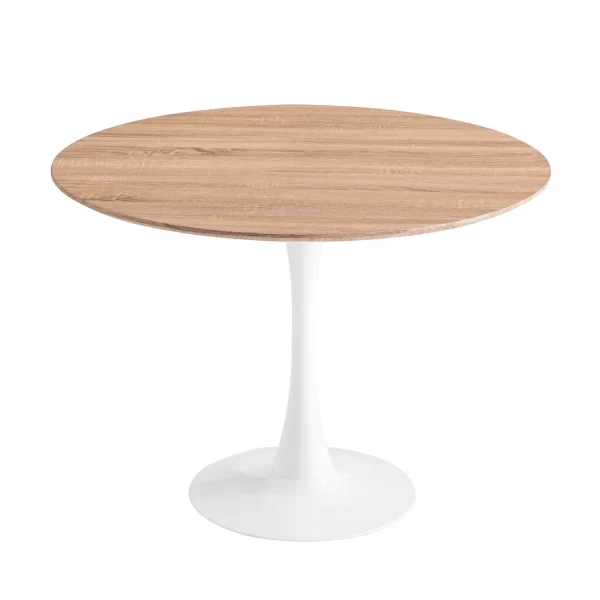 TABLE SAN ANTONI Ø120 CM PIED BLANC PLANCHE NATURELLE