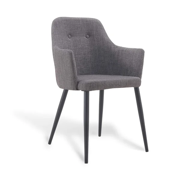 FAUTEUIL GUNNAR GRIS PIEDS NOIRS