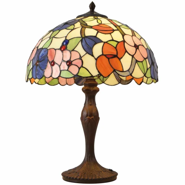 LAMPE DE TABLE 2 LUMIÈRES 40 CM TIFFANY FLOWERS