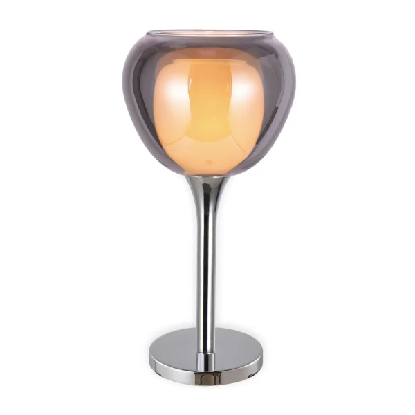 LAMPE DE TABLE 1 LUMIÈRE EXTÉRIEUR EN VERRE FUMÉ INTÉRIEUR BLANC NOLINA