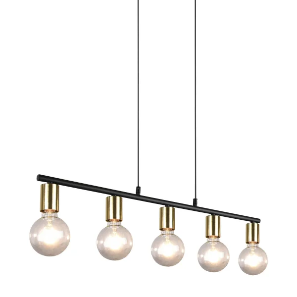 SUSPENSION 5 LUMIÈRES MÉTAL BRONZE MAT E27 JANETH