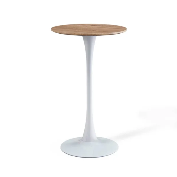 TABLE HAUTE SAN ANTONI Ø60 CM BLANC/CHÊNE NATUREL