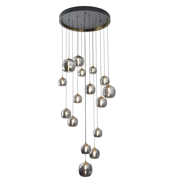 SUSPENSION 16 LUMIÈRES FER BRONZE/NOIR NICOLETTA