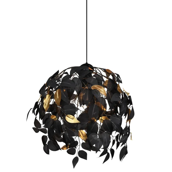 SUSPENSION 1 LUMIÈRE Ø 38CM FEUILLES NOIR