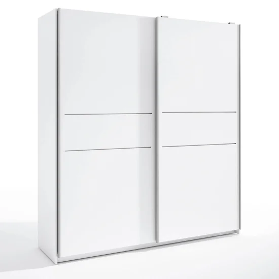 Petite armoire au design moderne Mulhacen 04, Couleur : Blanc mat / Noir  mat - Dimensions : 200 x 100 x 62 cm (h x l x p), avec grand espace de  rangement