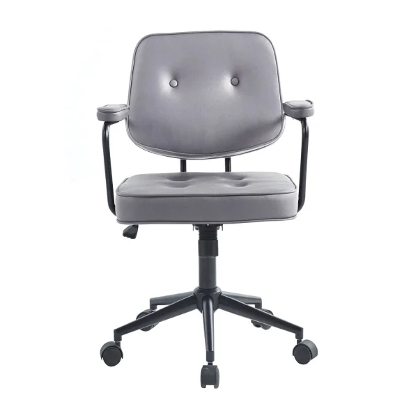 Chaise de bureau à roulette en tissu gris anthracite avec accoudoirs - WIZZ