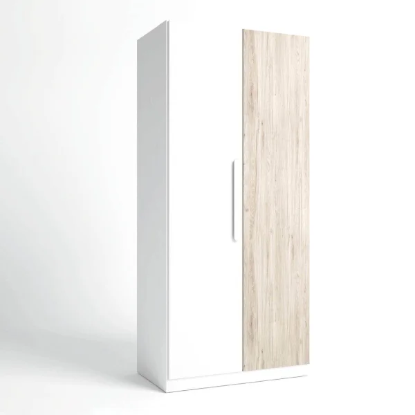 ARMOIRE 2 PORTES 90 X 200 CM BLANC MAT/SAHARA EDURNE