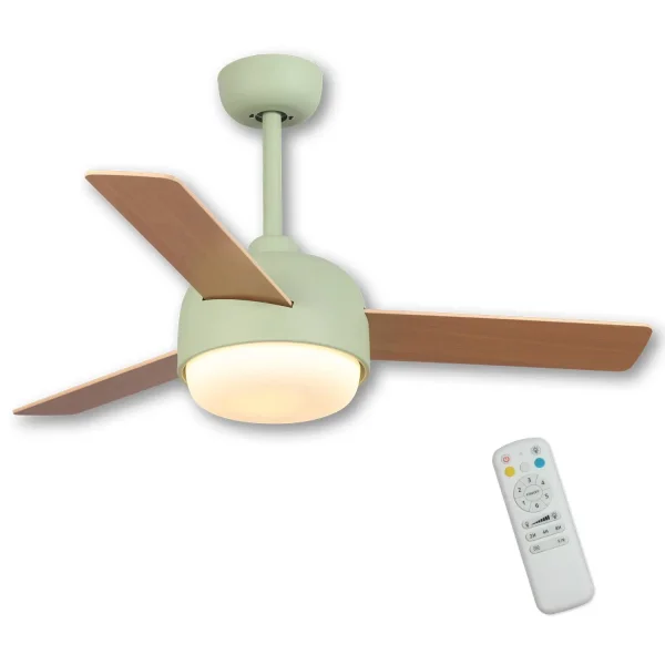 VENTILATEUR DE PLAFOND LED 24 W DIMMABLE VERT/BOIS RIVERDALE