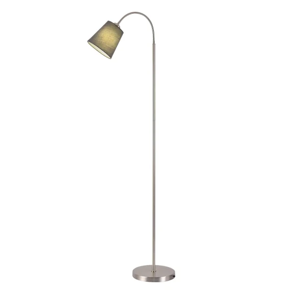 LAMPADAIRE NICKEL SATINÉ PAYTON ABAT-JOUR GRIS