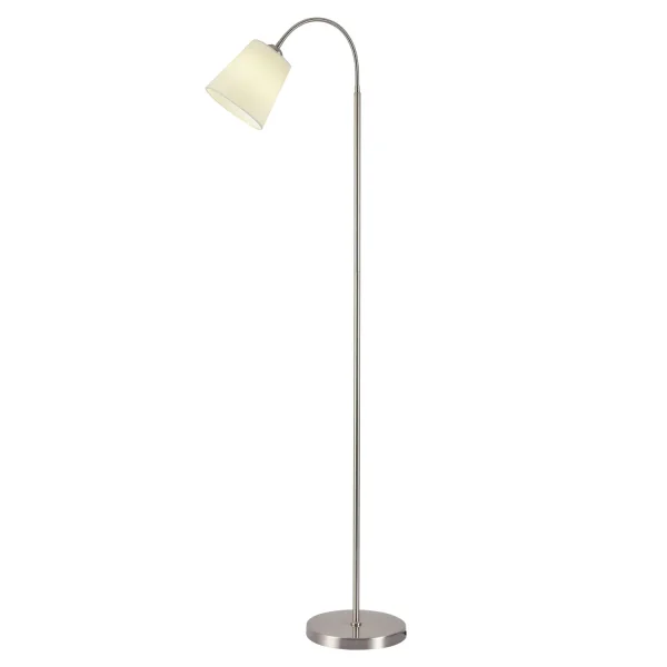 LAMPADAIRE NICKEL SATINÉ ABAT-JOUR BLANC PAYTON