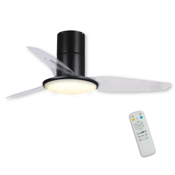 VENTILATEUR DE PLAFOND LED 24 W NOIR RÉGLABLE ISOLDE