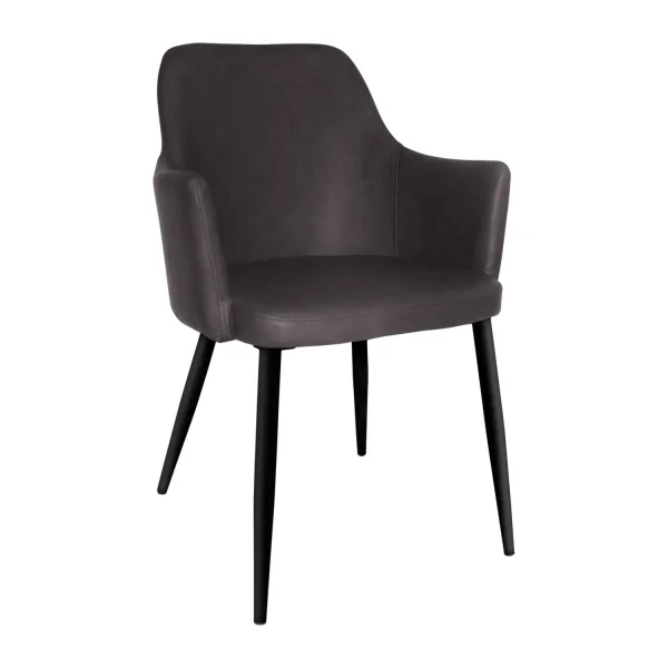 FAUTEUIL MANDARINA SIMILICUIR ANTHRACITE PIEDS NOIR