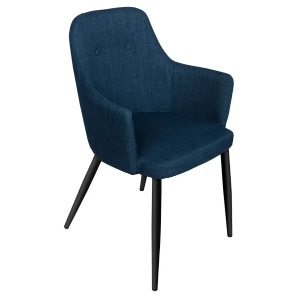 FAUTEUIL GUNNAR BLEU AVEC PIEDS NOIRS