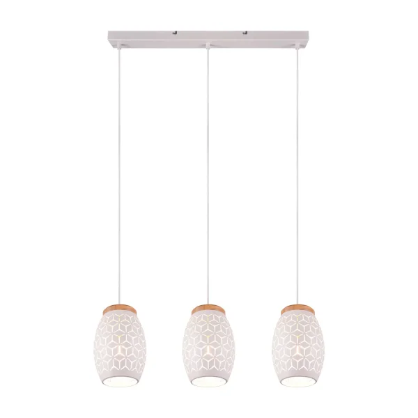 LUSTRE DE SUSPENSION 3 LUMIÈRES EN MÉTAL BLANC E27 BIRKITA