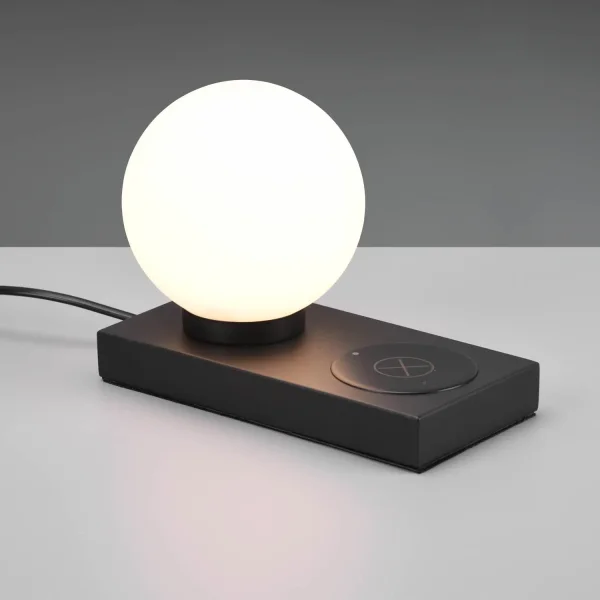 LAMPE DE TABLE AVEC STATION DE CHARGE NOIRE E14 CLARISSA