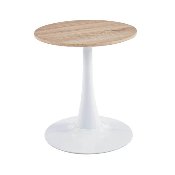 TABLE D'ANGLE SAN ANTONI Ø50 CM PIED BLANC PLATEAU NATUREL