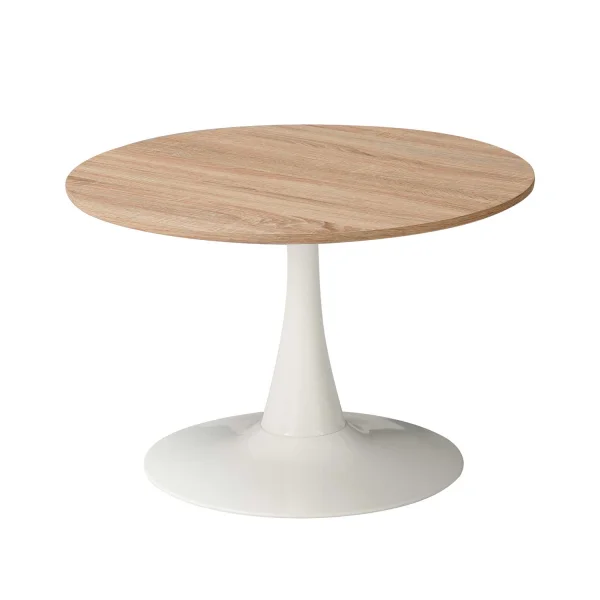 MESA DE CENTRO SAN ANTONI Ø70 CM PATA BLANCA TAPA NATURAL