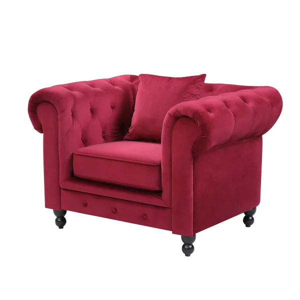 FAUTEUIL VELOURS GRENAT EDNA