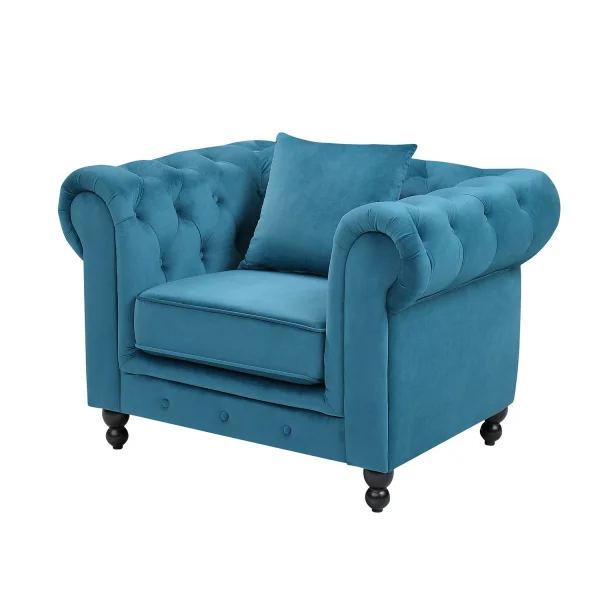 FAUTEUIL EN VELOURS BLEU PÉTROLE EDNA