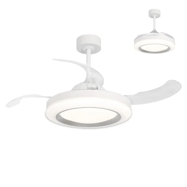 VENTILATEUR DE PLAFOND LED 35W RÉGLABLE 4 PALES PLIABLES MOTEUR DC ODENSE