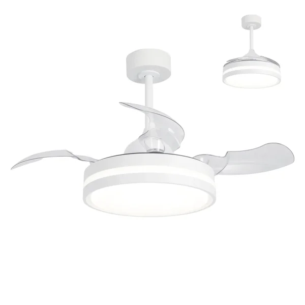 VENTILATEUR DE PLAFOND LED 24W RÉGLABLE 4 PALES PLIABLES MOTEUR DC TRIANA