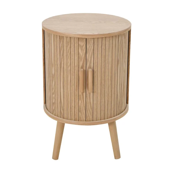 TABLE DE CHEVET RONDE RAYURES NATUREL ROYCE