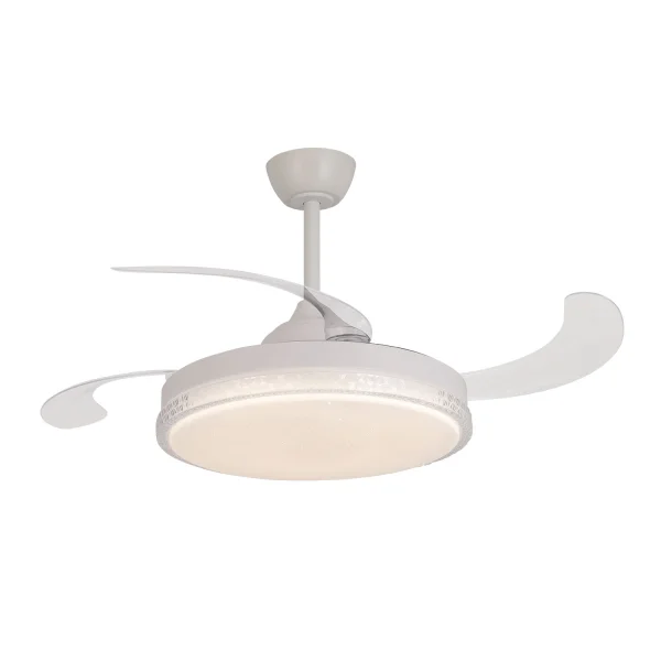 VENTILATEUR DE PLAFOND LED 48W RÉGLABLE 4 PALES RÉTRACTABLES PRAGA