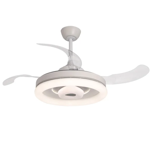 VENTILATEUR DE PLAFOND LED 45W RÉGLABLE 4 PALES RÉTRACTABLES OMAHA