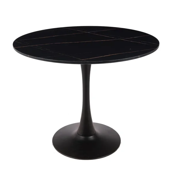 TABLE À MANGER RONDE EN MARBRE NOIR Ø90 CM SAN ANTONI