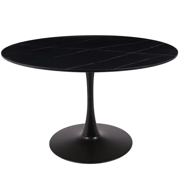 TABLE À MANGER RONDE EN MARBRE NOIR Ø120 CM SAN ANTONI