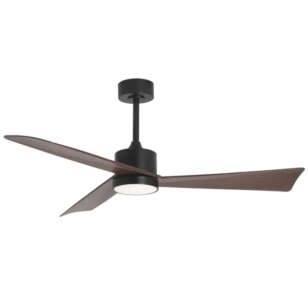 VENTILATEUR DE PLAFOND AVEC LUMIÈRE MOTEUR DC BELIZE NOIR/BOIS DE NOYER Ø 135,2 CM