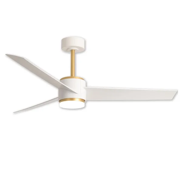 VENTILATEUR DE PLAFOND AVEC LUMIÈRE MOTEUR DC RAFFAELE BLANC/DORÉ Ø 132 CM