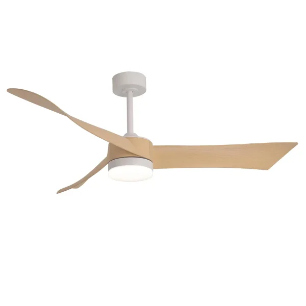 VENTILATEUR DE PLAFOND AVEC LUMIÈRE MOTEUR DC SALVATORE BLANC/BOIS Ø 142 CM